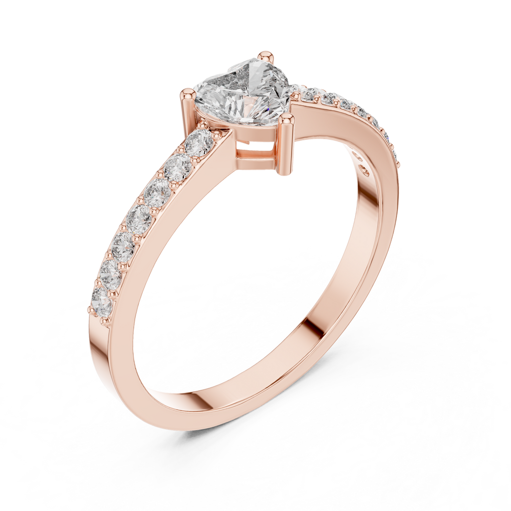 0.66 CT Heart Cut Diamond Pavé Engagement Ring