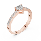 0.66 CT Heart Cut Diamond Pavé Engagement Ring