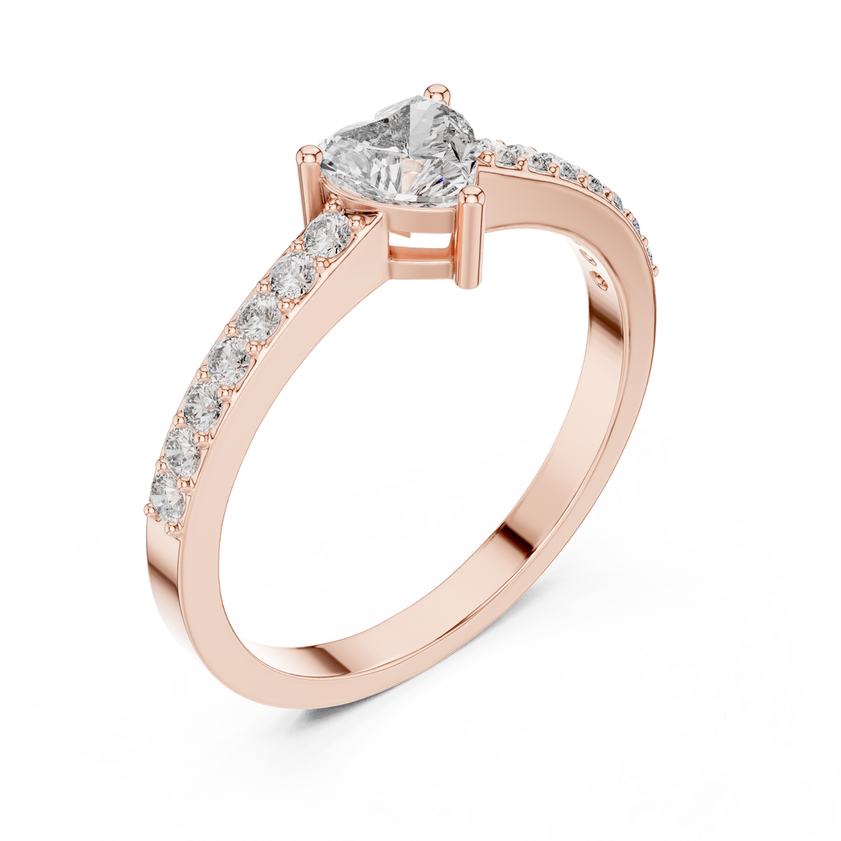Heart Cut Diamond Pavé Engagement Ring – view 7 of 12, lab grown diamond ring | Jewelix Atelier