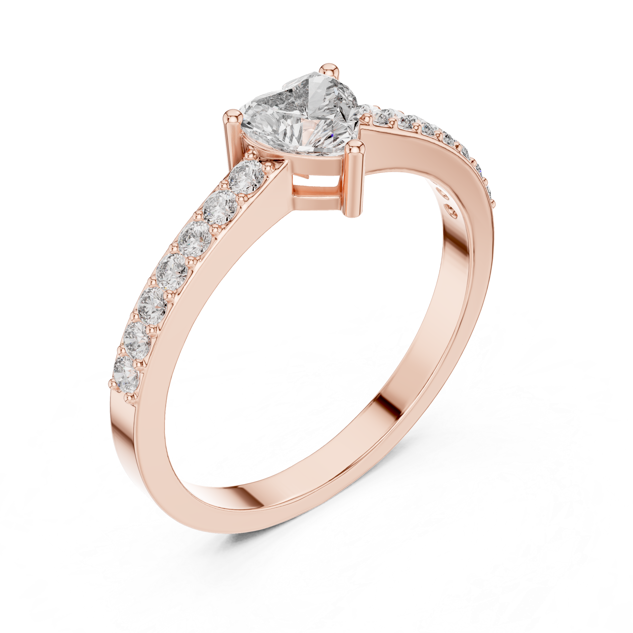 0.66 CT Heart Cut Diamond Pavé Engagement Ring