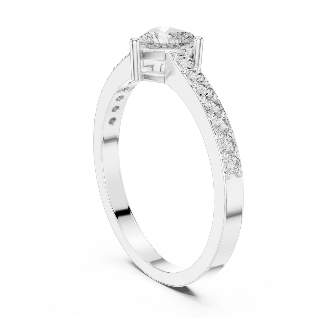 0.66 CT Heart Cut Diamond Pavé Engagement Ring