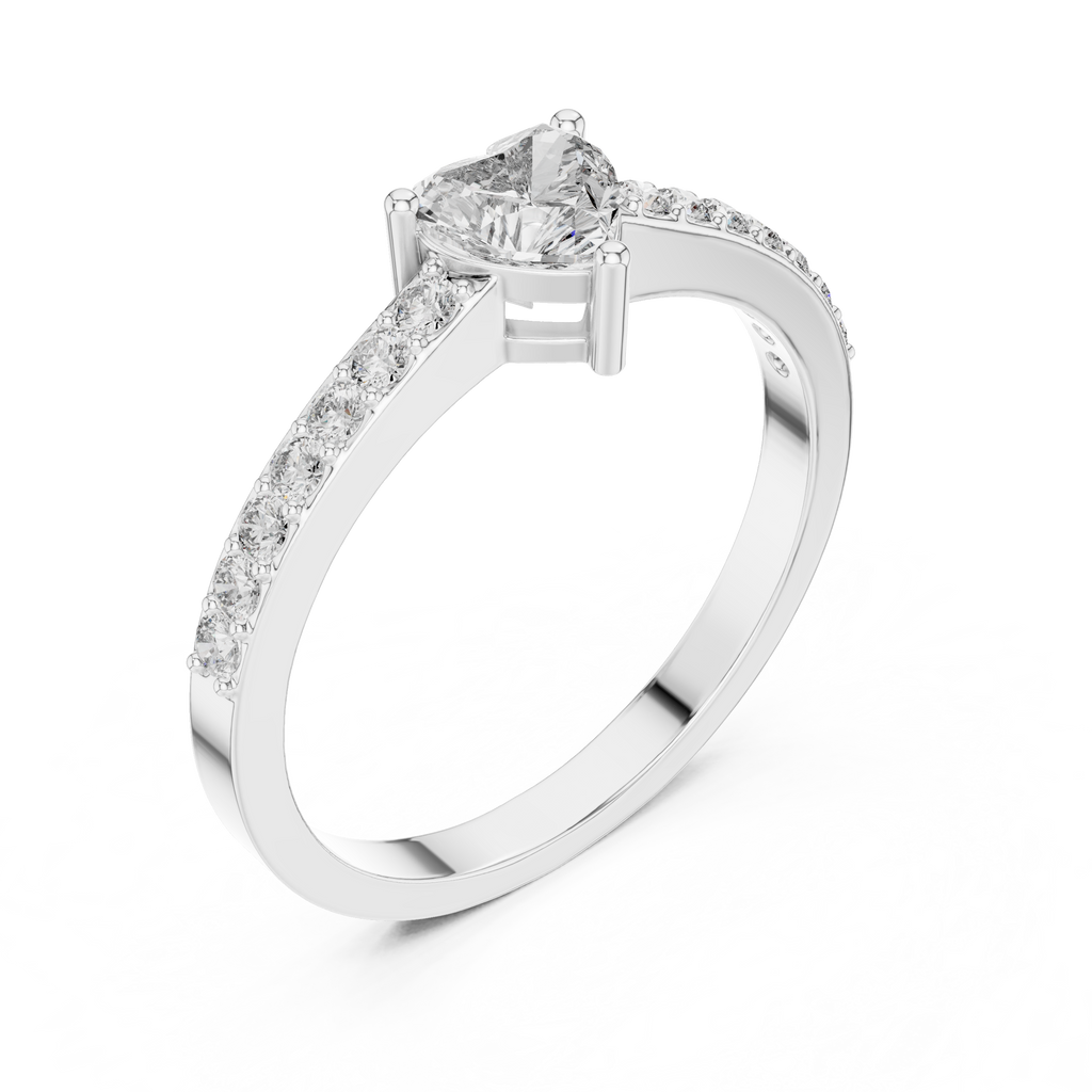 0.66 CT Heart Cut Diamond Pavé Engagement Ring
