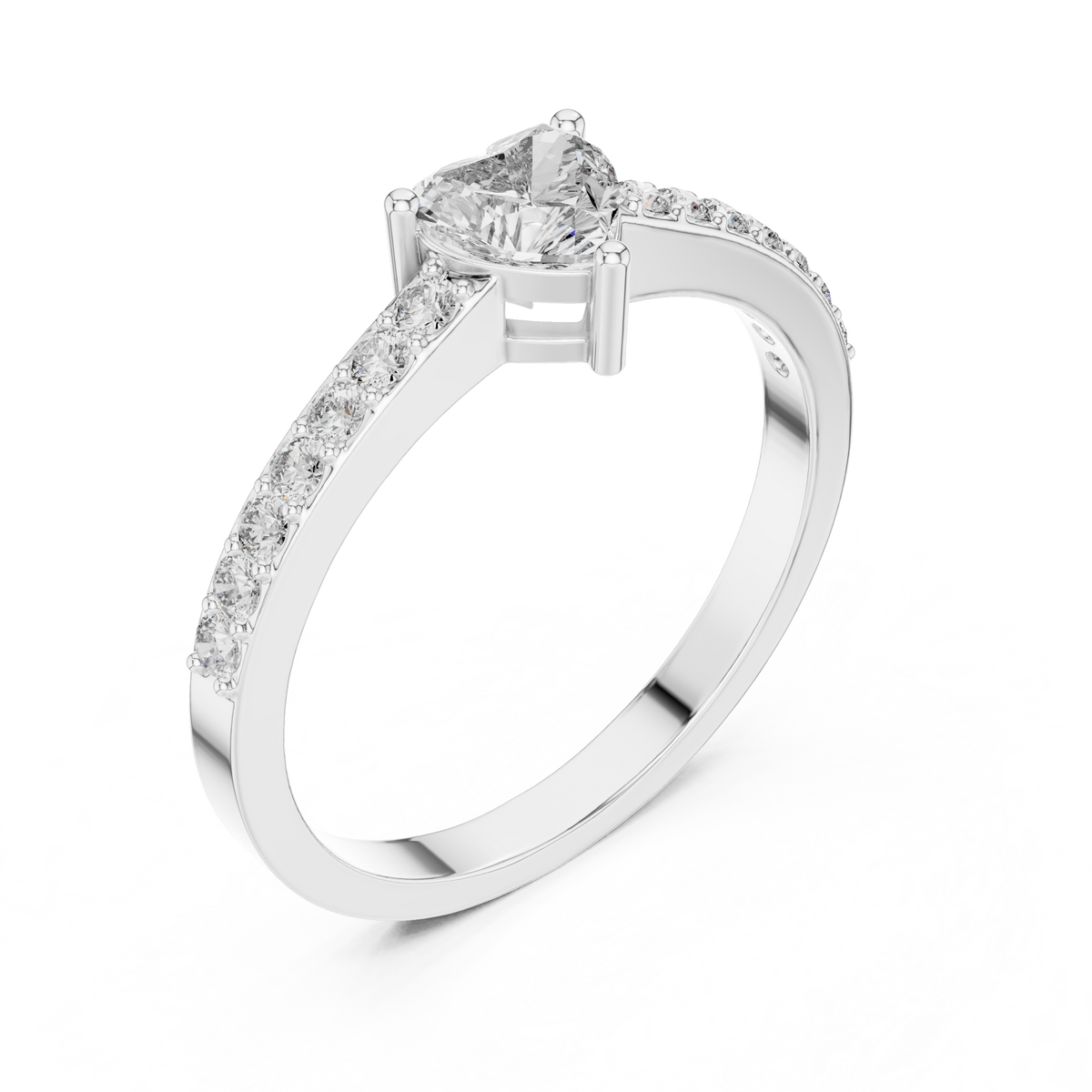 Heart Cut Diamond Pavé Engagement Ring – view 3 of 12, lab grown diamond ring | Jewelix Atelier