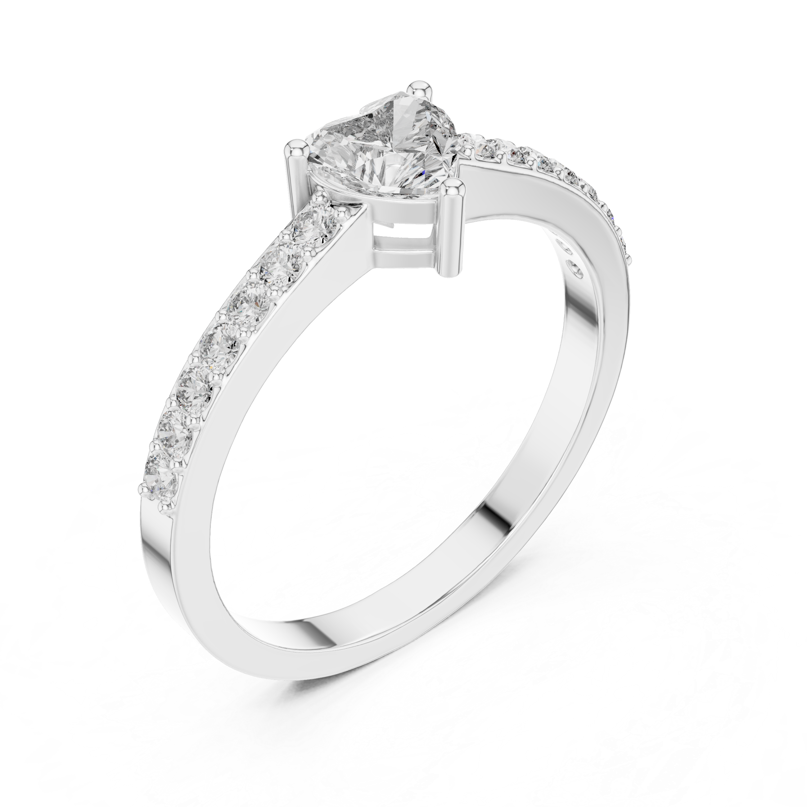 0.66 CT Heart Cut Diamond Pavé Engagement Ring