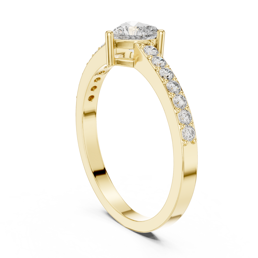 0.66 CT Heart Cut Diamond Pavé Engagement Ring