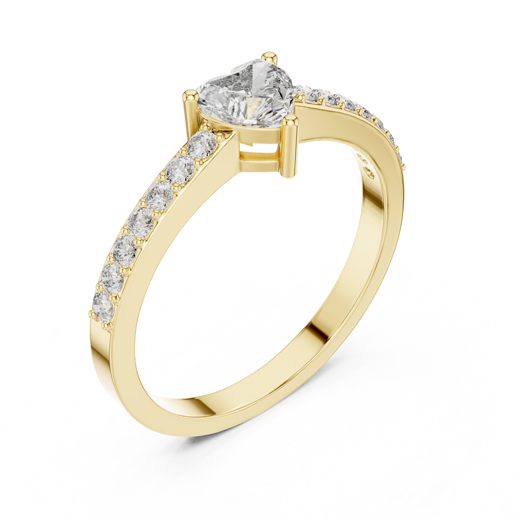 0.66 CT Heart Cut Diamond Pavé Engagement Ring