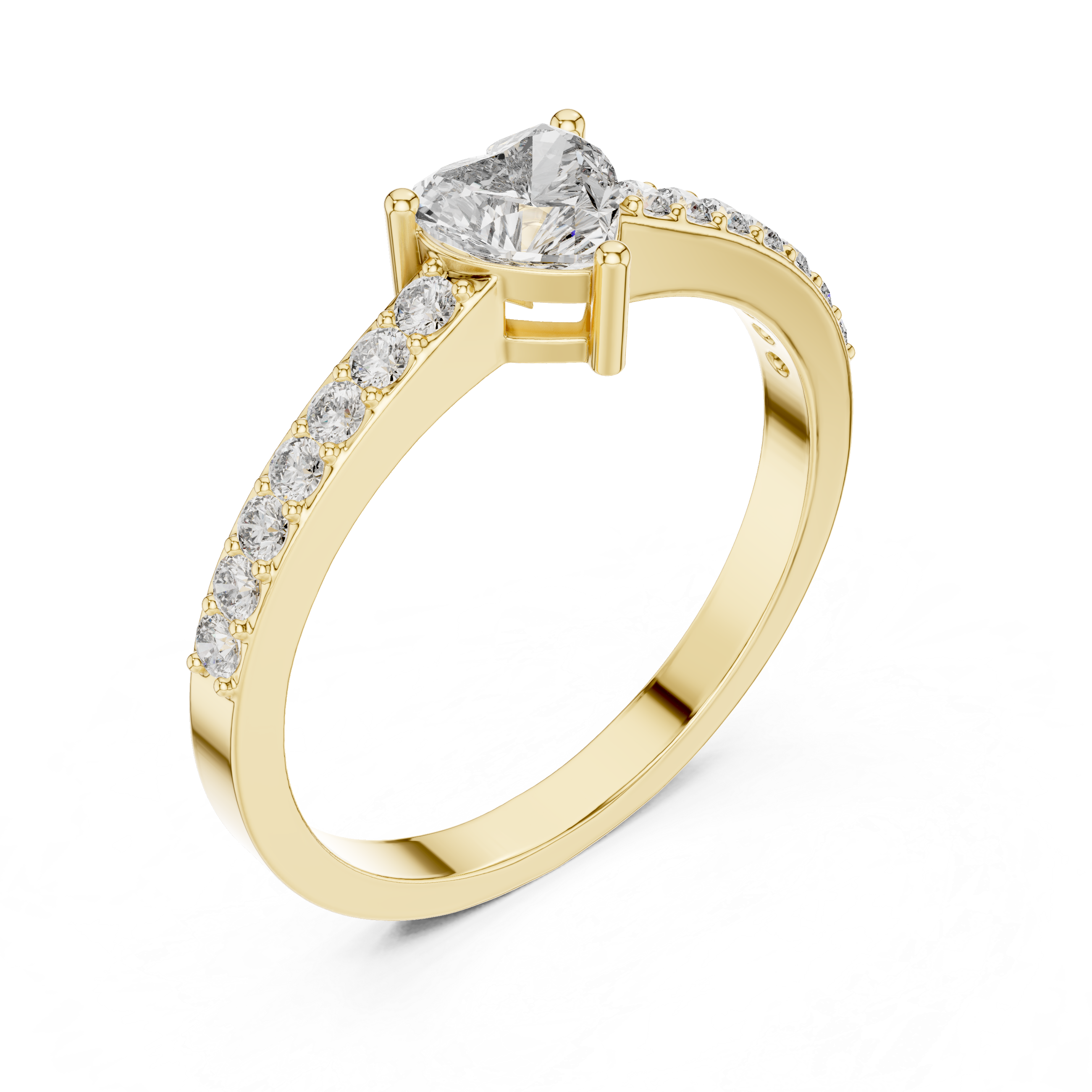 0.66 CT Heart Cut Diamond Pavé Engagement Ring