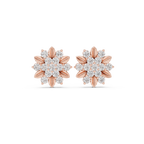 Round Diamond Floral Cluster Stud Earrings