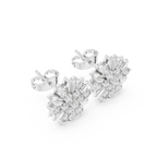 Round Diamond Floral Cluster Stud Earrings