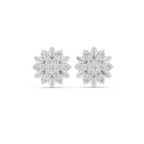 Round Diamond Floral Cluster Stud Earrings