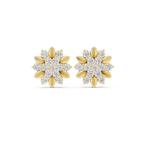 Round Diamond Floral Cluster Stud Earrings