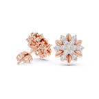 Round Diamond Floral Cluster Stud Earrings