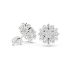 Round Diamond Floral Cluster Stud Earrings