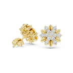 Round Diamond Floral Cluster Stud Earrings