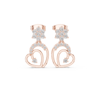 Diamond Heart Drop Stud Earrings