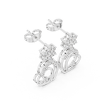 Diamond Heart Drop Stud Earrings