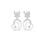 Diamond Heart Drop Stud Earrings