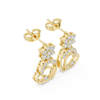 Diamond Heart Drop Stud Earrings
