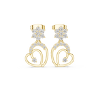 Diamond Heart Drop Stud Earrings