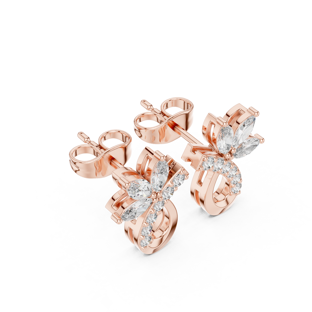 Marquise Diamond Vine Stud Earrings