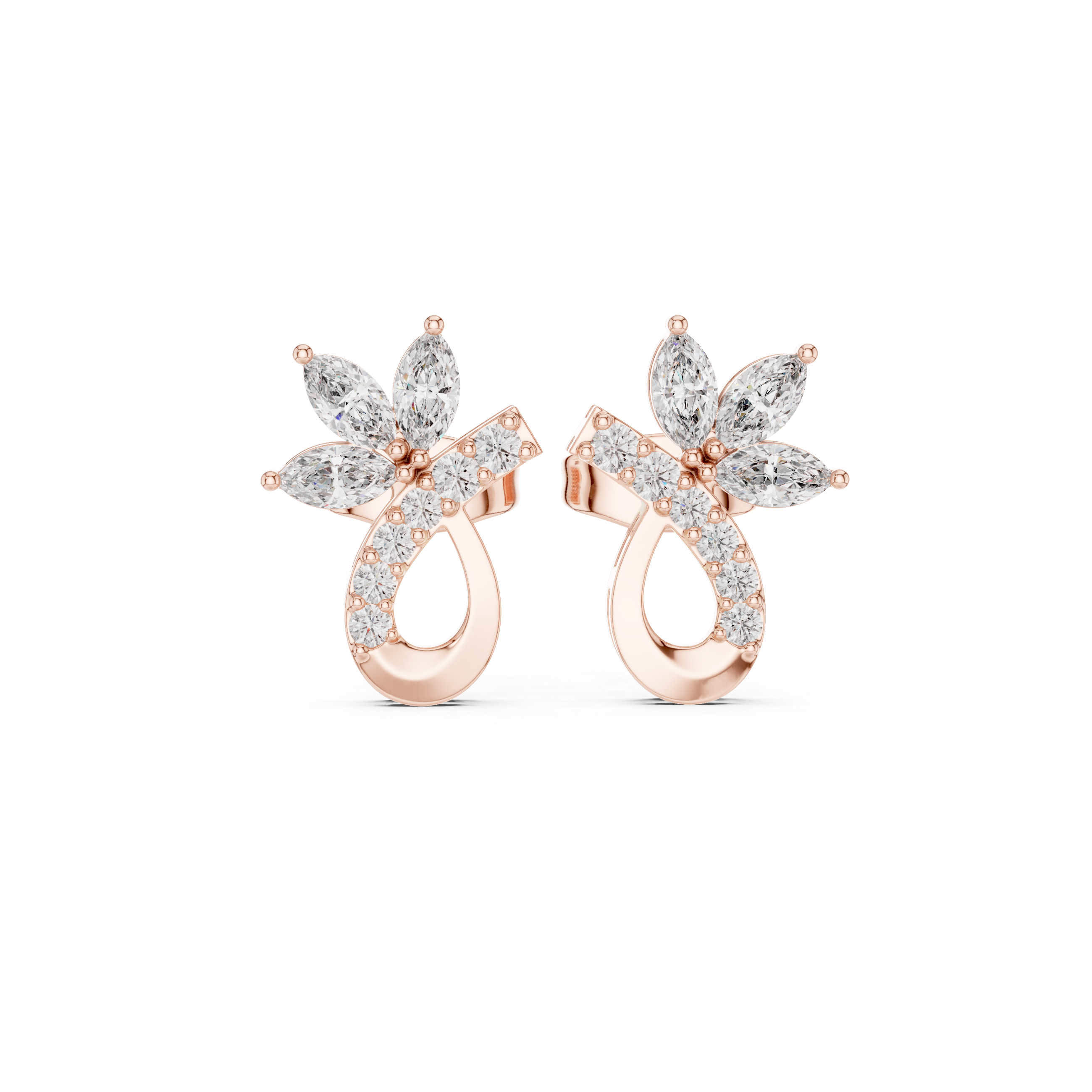 Marquise Diamond Vine Stud Earrings