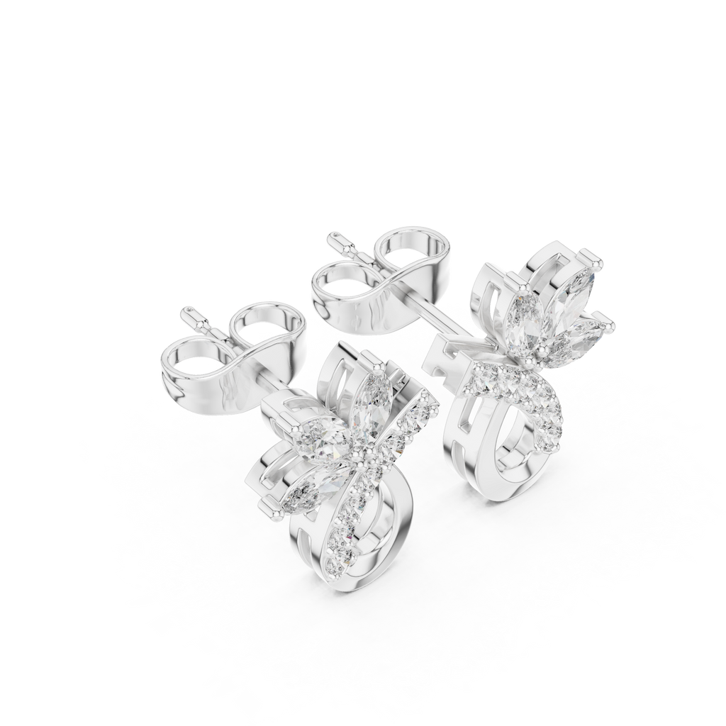 Marquise Diamond Vine Stud Earrings
