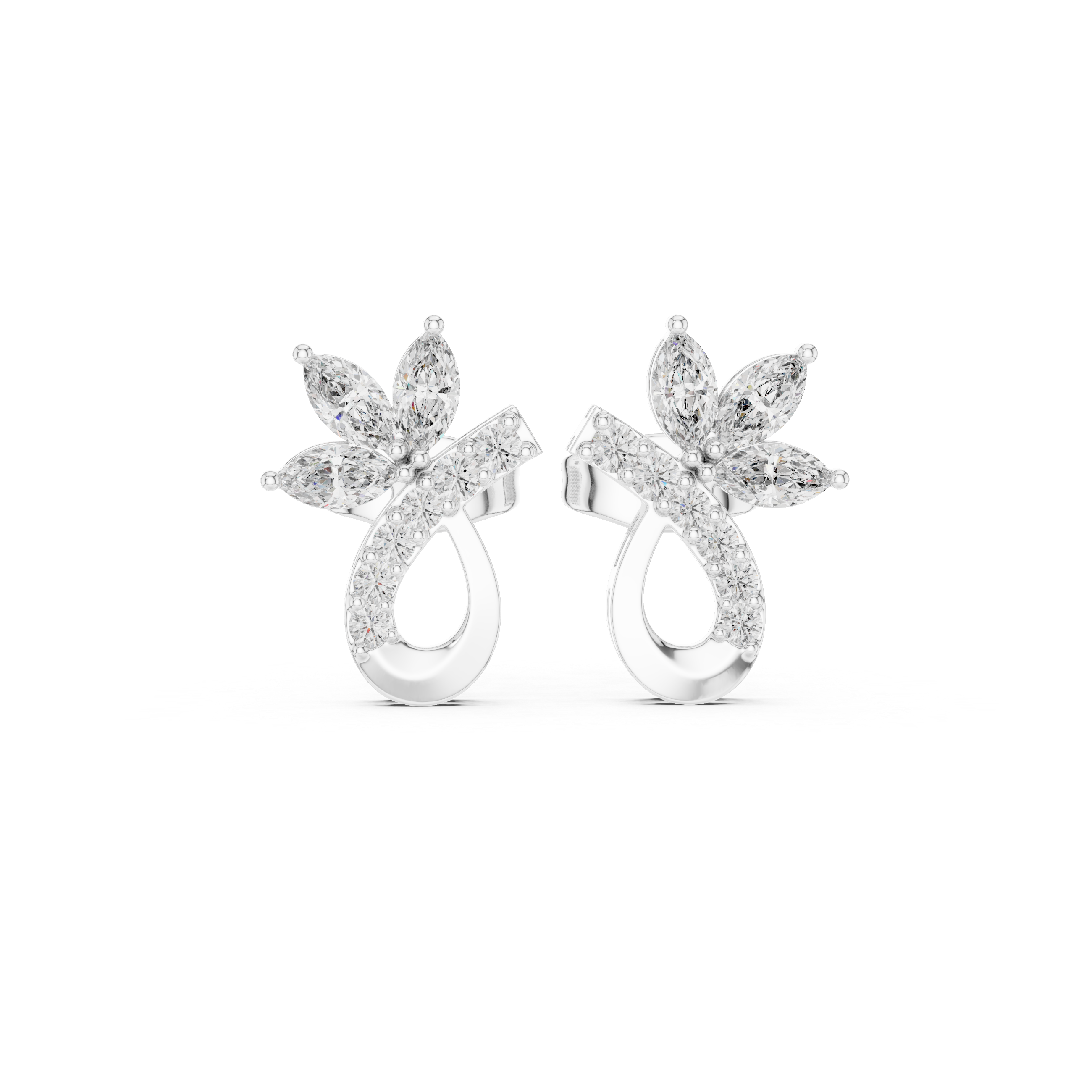 Marquise Diamond Vine Stud Earrings