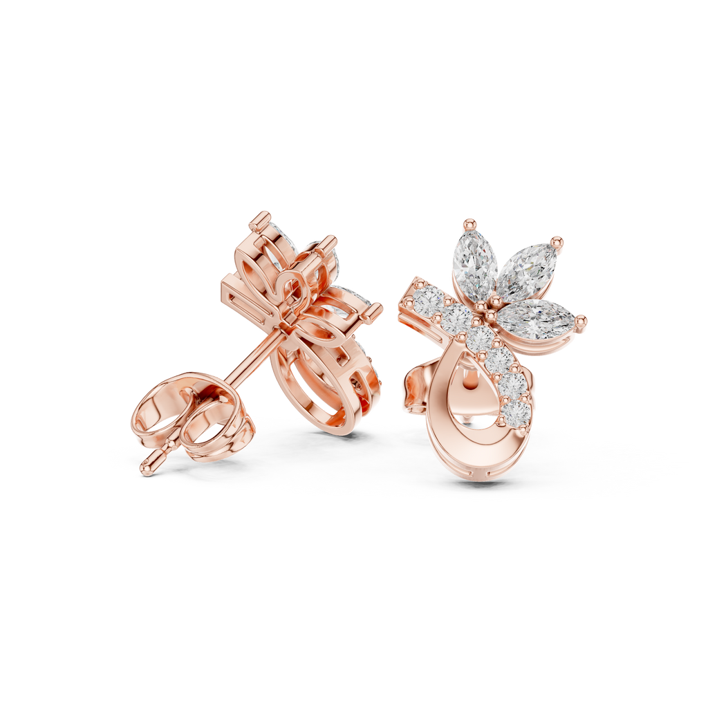 Marquise Diamond Vine Stud Earrings