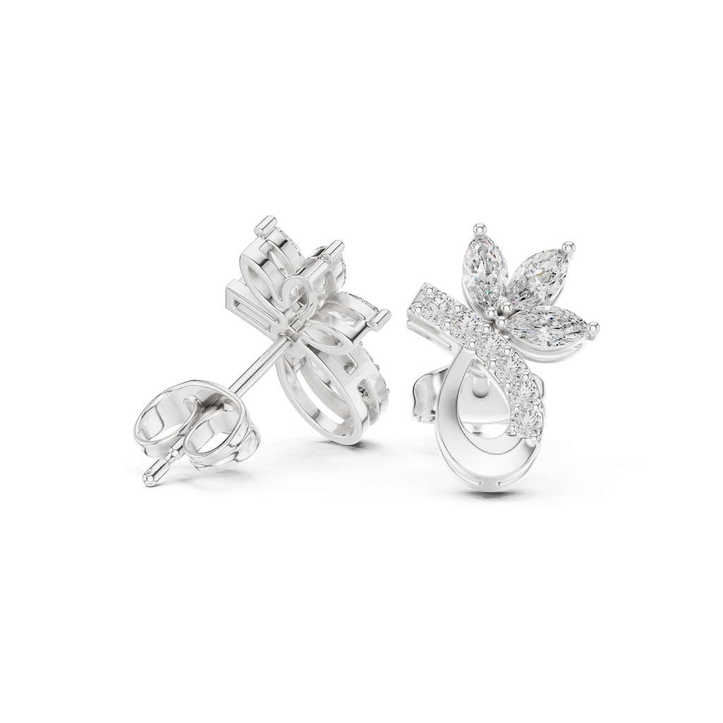 Marquise Diamond Vine Stud Earrings