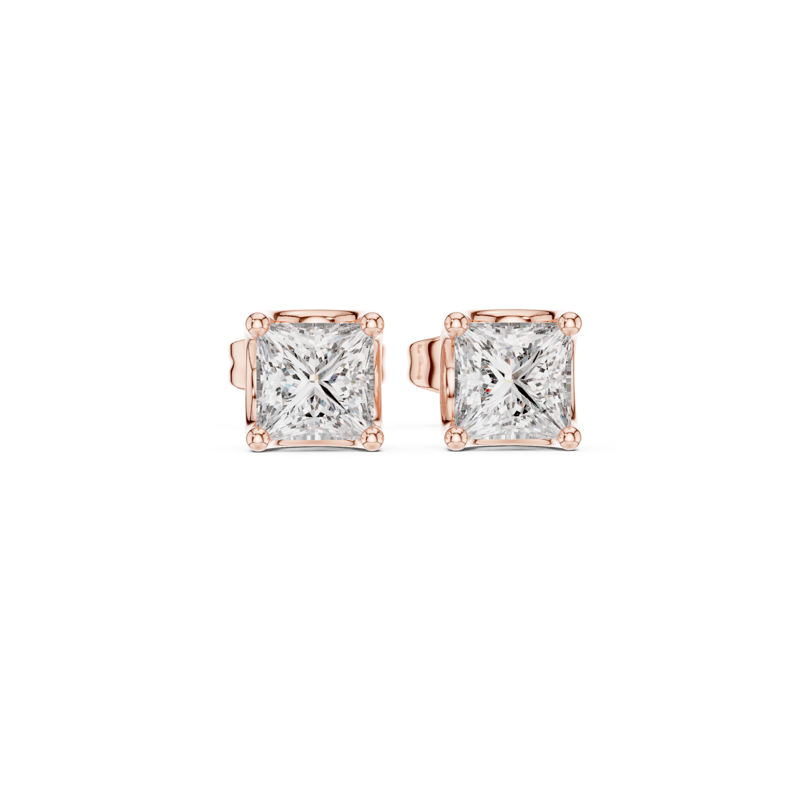 Princess Cut Diamond Solitaire Stud Earrings