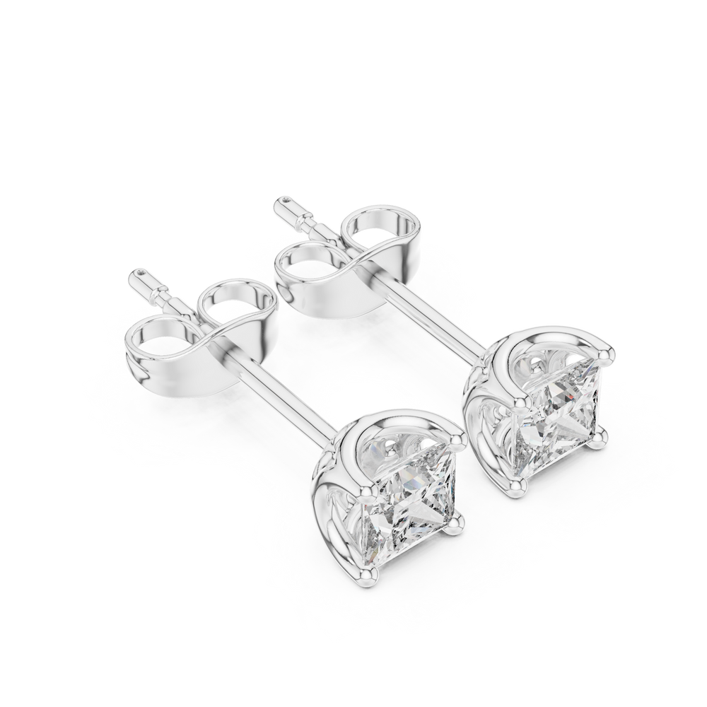 Princess Cut Diamond Solitaire Stud Earrings