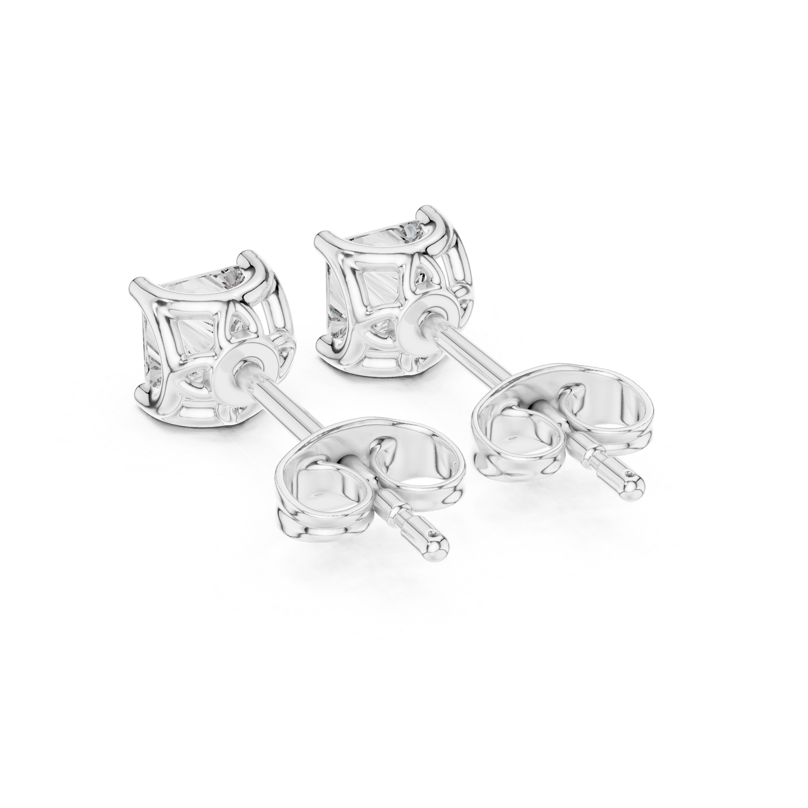 Princess Cut Diamond Solitaire Stud Earrings