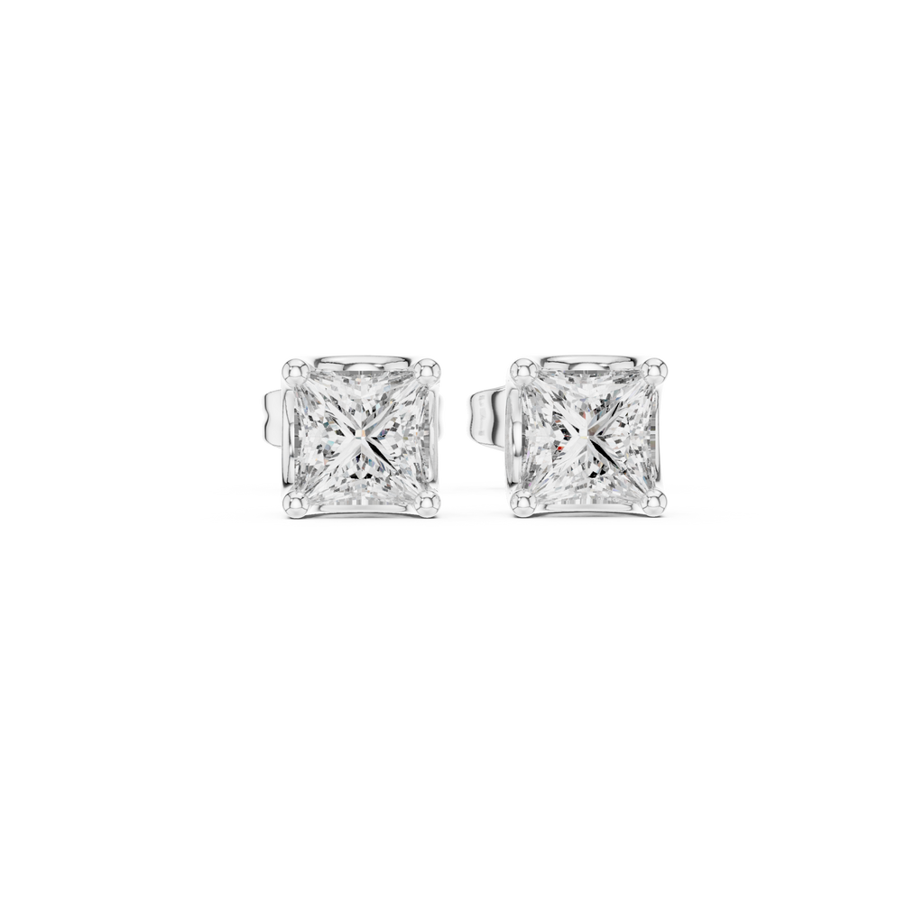 Princess Cut Diamond Solitaire Stud Earrings