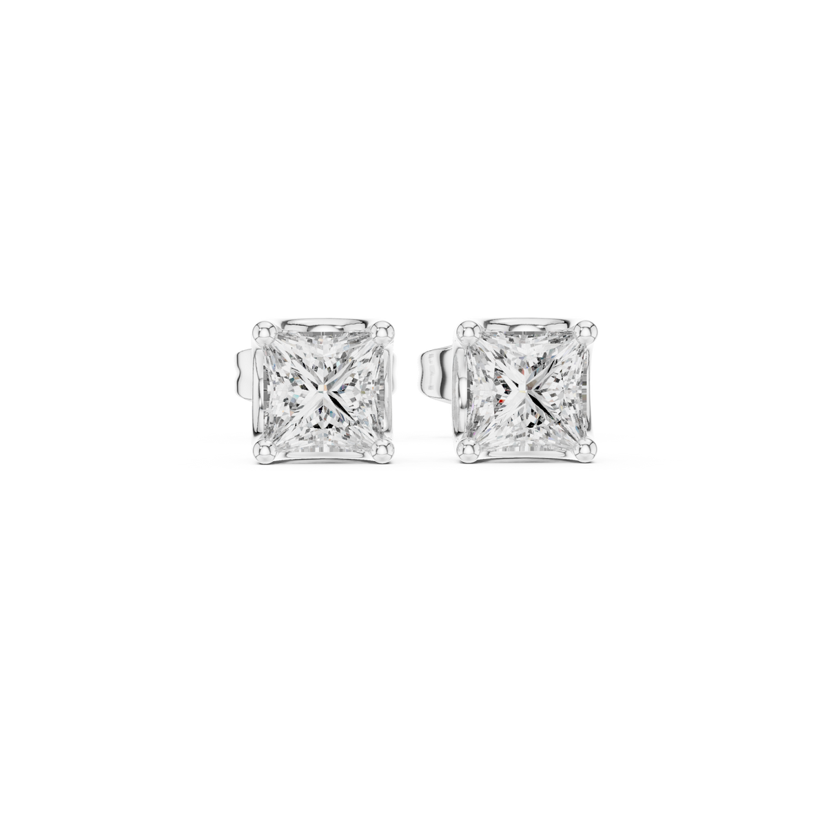 Princess Cut Diamond Solitaire Stud Earrings — Jewelix Atelier