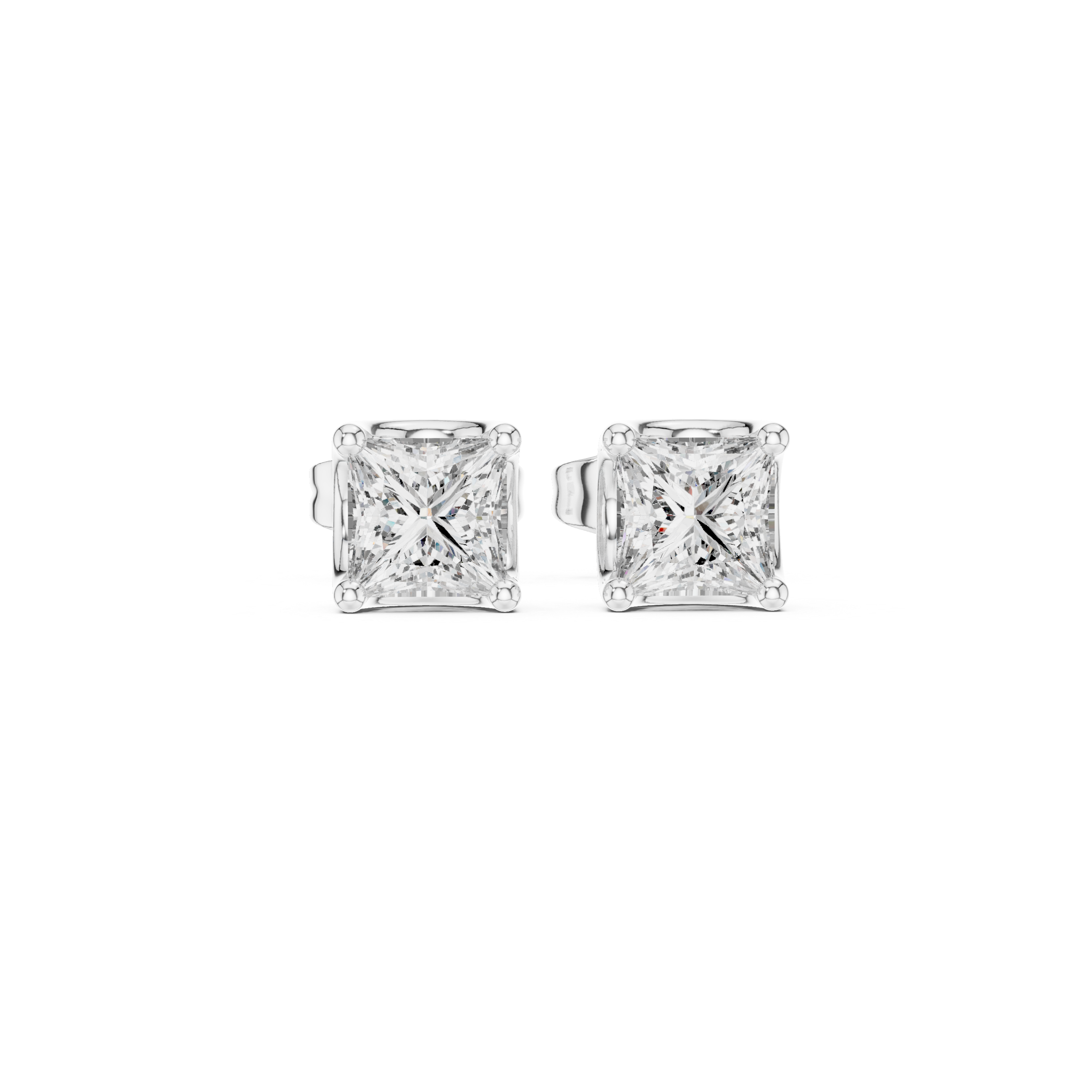 Princess Cut Diamond Solitaire Stud Earrings