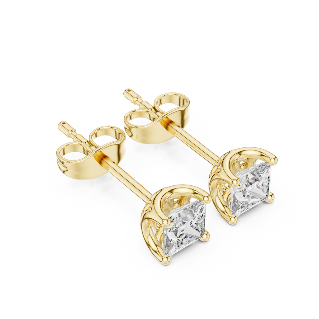 Princess Cut Diamond Solitaire Stud Earrings