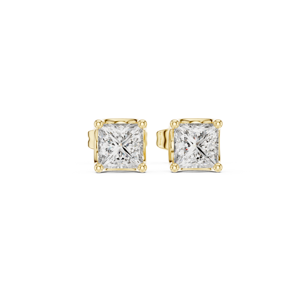 Princess Cut Diamond Solitaire Stud Earrings