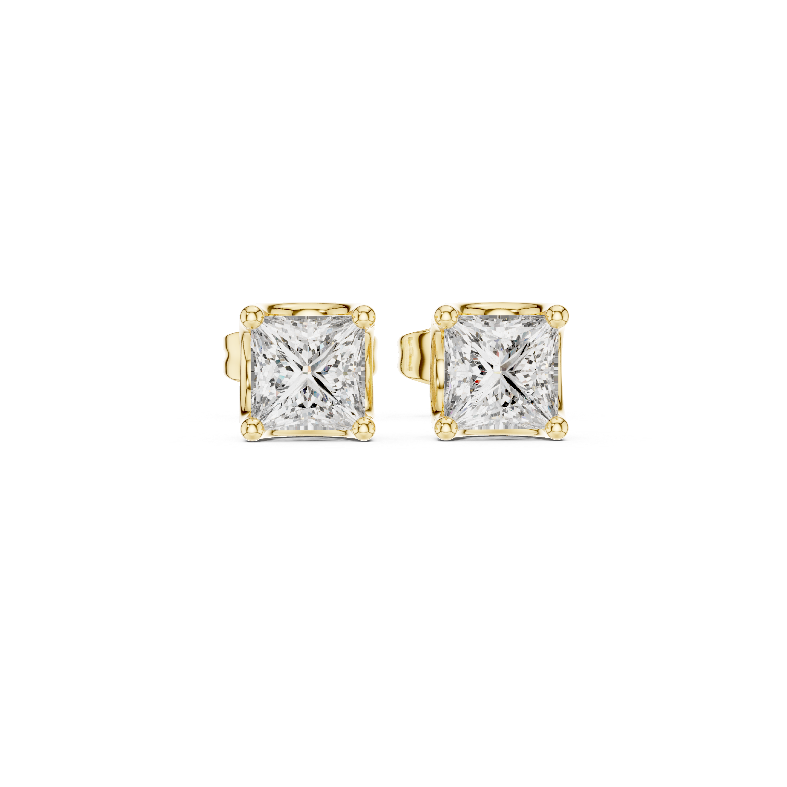 Princess Cut Diamond Solitaire Stud Earrings