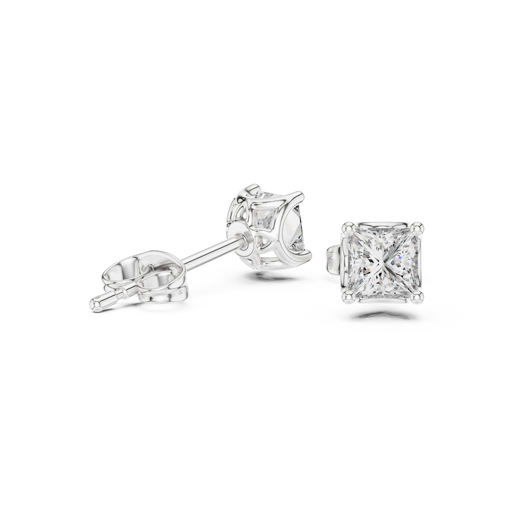 Princess Cut Diamond Solitaire Stud Earrings