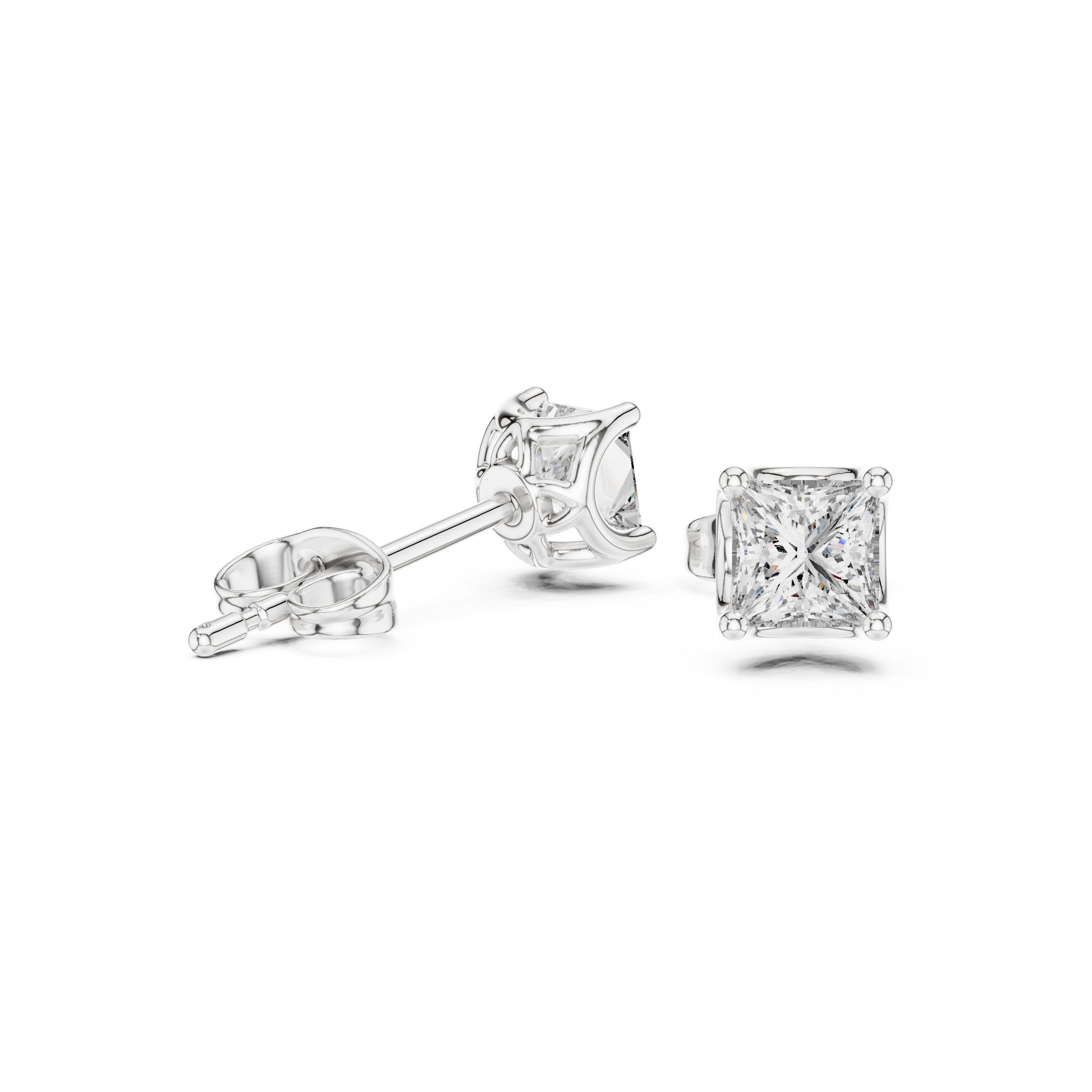 Princess Cut Diamond Solitaire Stud Earrings
