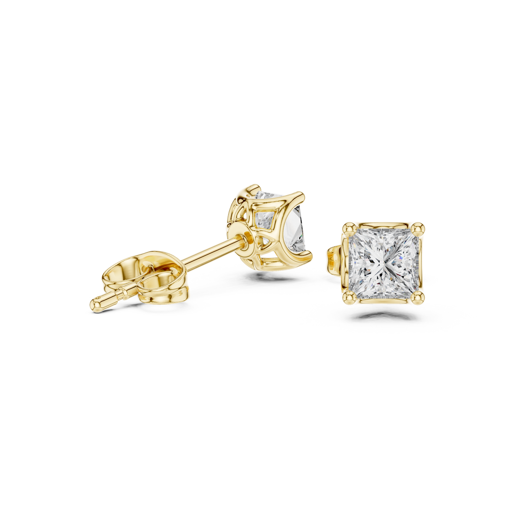 Princess Cut Diamond Solitaire Stud Earrings