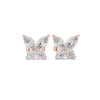 Marquise & Round Diamond Butterfly Stud Earrings