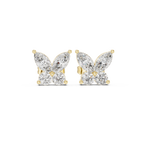 Marquise & Round Diamond Butterfly Stud Earrings