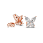 Marquise & Round Diamond Butterfly Stud Earrings
