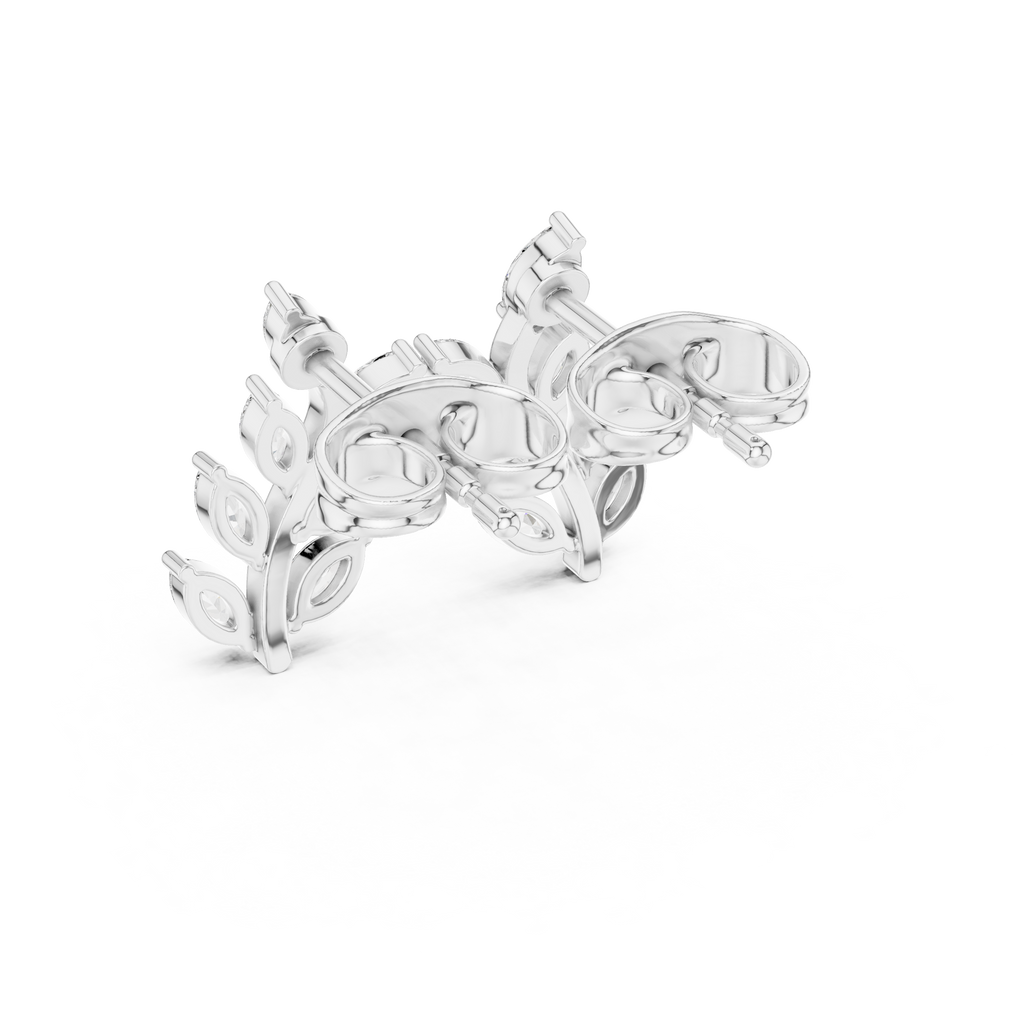 Marquise Diamond Leaf Vine Stud Earrings