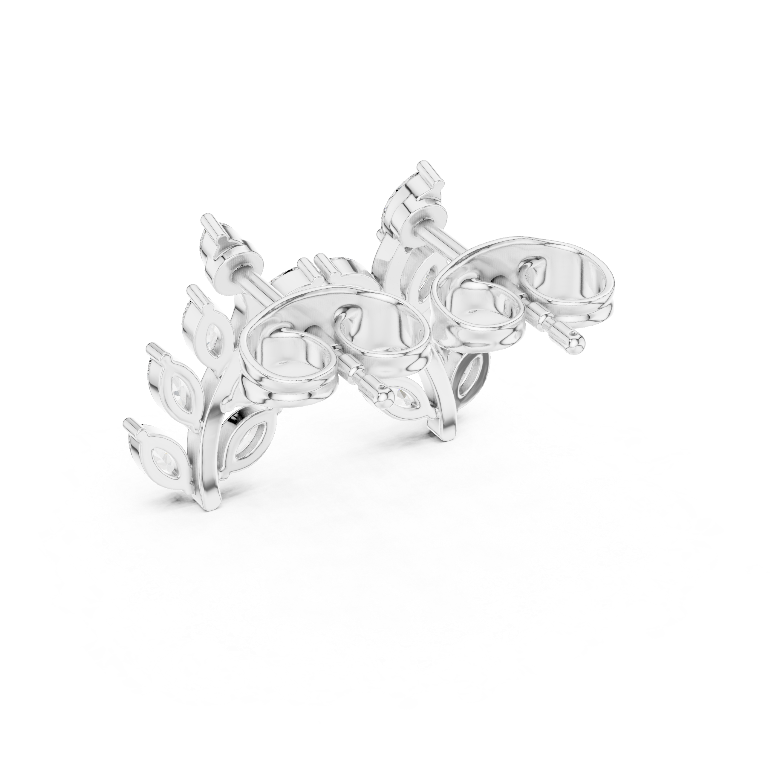 Marquise Diamond Leaf Vine Stud Earrings