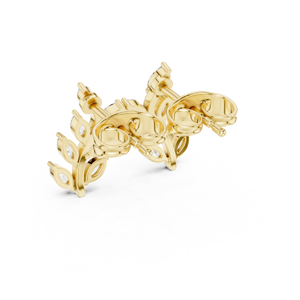 Marquise Diamond Leaf Vine Stud Earrings