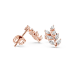 Marquise Diamond Leaf Vine Stud Earrings
