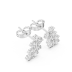 Pear Diamond Leaf Vine Stud Earrings