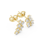 Pear Diamond Leaf Vine Stud Earrings